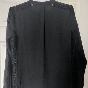 Desigual Black Lace-Sleeve Button-Up Blouse | XL | NWOT